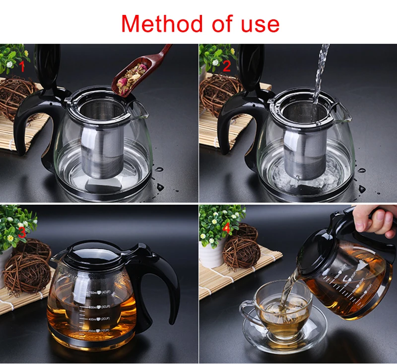 750 ml &1200ml Ustvarjalno Oblikovanje Stekla Čajnik Moda Stekla Čajnik za Čaj Cvet z Odstranljivo Jekleno Infuser Filter Čaj grelnik vode
