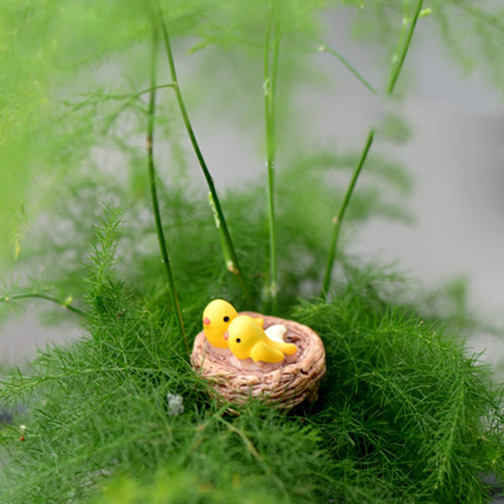 1pcs Mini Gnezdo Z Ptic Pravljice Vrt Miniature Palčki Moss Terariji Smolo Obrti Figurice Za Dekoracijo Doma Pribor