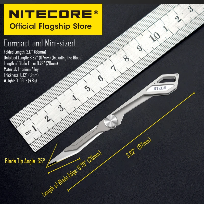 Nitecore NTK05 TC4 Drobne Titana Mini Keychain Nož Lahek CNC Prenosni EOS Folding Nož za Nahrbtnik Obesek na Prostem