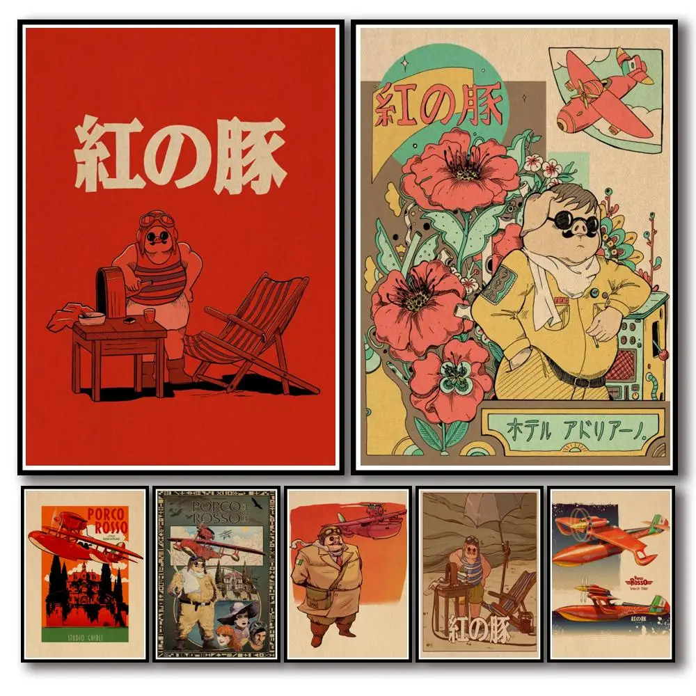 28 Modelov Ghibli Film Porco Rosso Kraftpaper Plakat HomeDecal Slikarstvo Stensko Nalepko za Coffee House Bar