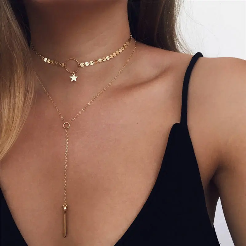 Moda Zlitine Žensk choker ogrlica 2019 zlato barvo kristalno ogrlico, obesek za ženske, Darilo debelo