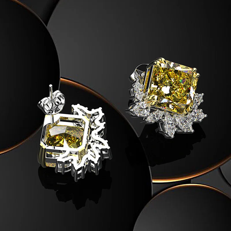 Cvet cut 3ct Topaz Diamond Gemstone Stud Uhan Realno 925 sterling srebrni Nakit Posla Poročni Uhani za Ženske