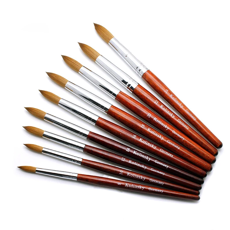 30% Vroče Prodaje UV Gel Kolinsky Sable Acrylic Nail Art Brush Set Builder Gel Ščetke Volne Ročaj 9 Velikost Nail Art Orodja Drwaing Pero
