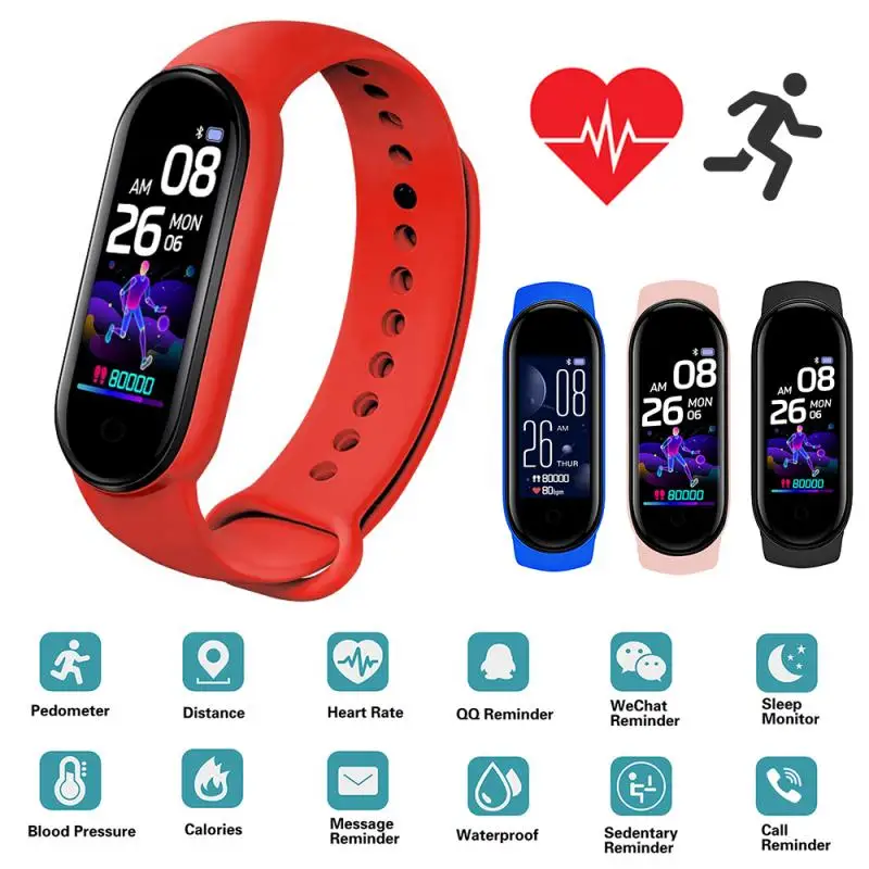 M5 Pametno Gledati Šport Fitnes Tracker Pedometer Srčni Utrip, Krvni Tlak Monitor Bluetooth Moški Ženske 2021 Smart Band Zapestnica
