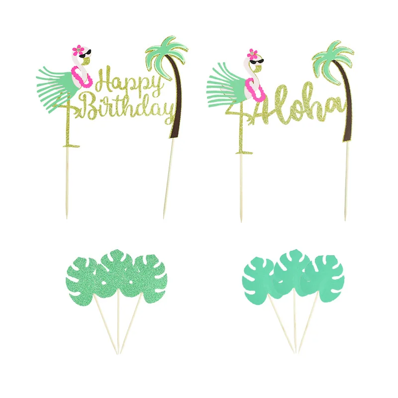 Hawaiian Tropskih Flamingo Aloha Pismo Torto Toppers Poletno Poroko Happy Birthday Party Cupcake Dekorativni Material