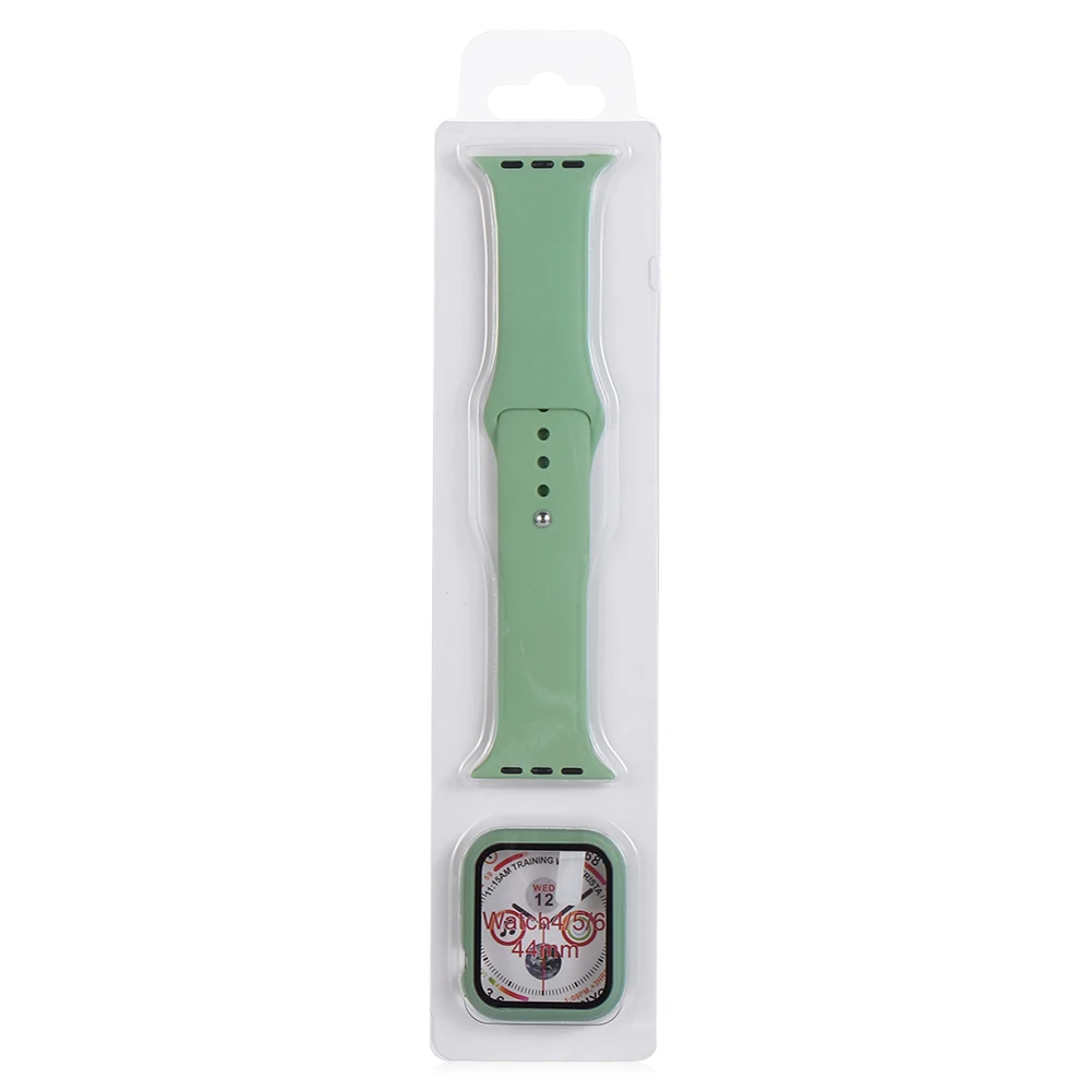Popolno Zaščito Candy Barve Watchband 2v1 Silikonski Kovček+Pas Za Apple ura SE 6 5 4 40 mm 44 Zaščitnik Zapestnica