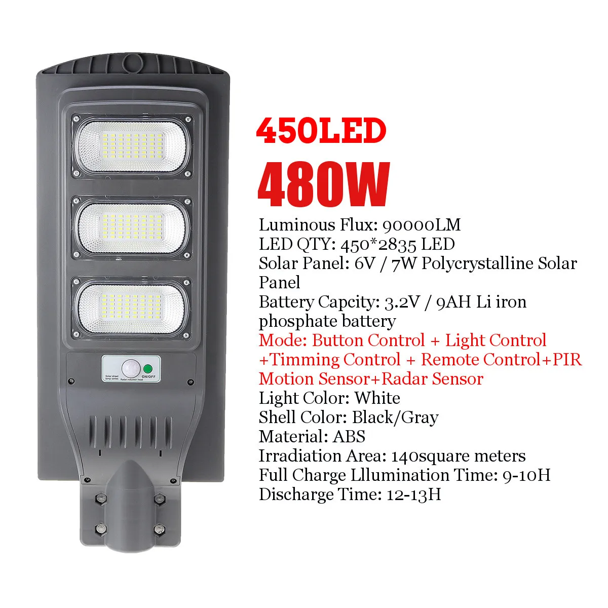 160W 380W 420W LED Zunanja Razsvetljava Sončne Stene Svetlobe Radarji Indukcijske Vrt Timing Lučka LED Street Light z Daljinskim upravljalnikom