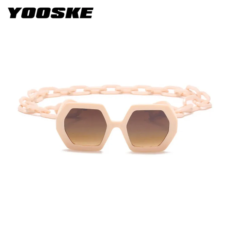 YOOSKE Moda Punk sončna Očala Ženske Letnik Edinstveno Verige Poligon sončna Očala Ženski Odtenki Veliki Kvadratni Okvir UV400 Očala Moški