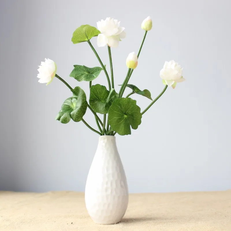 Mini Lotus Umetno Cvetje, Rastline, Poročni Dekoracijo Doma Svile Posušenih Naravnih Pritisnete Cvetje Vaza Čare Cvetličarna Dobave