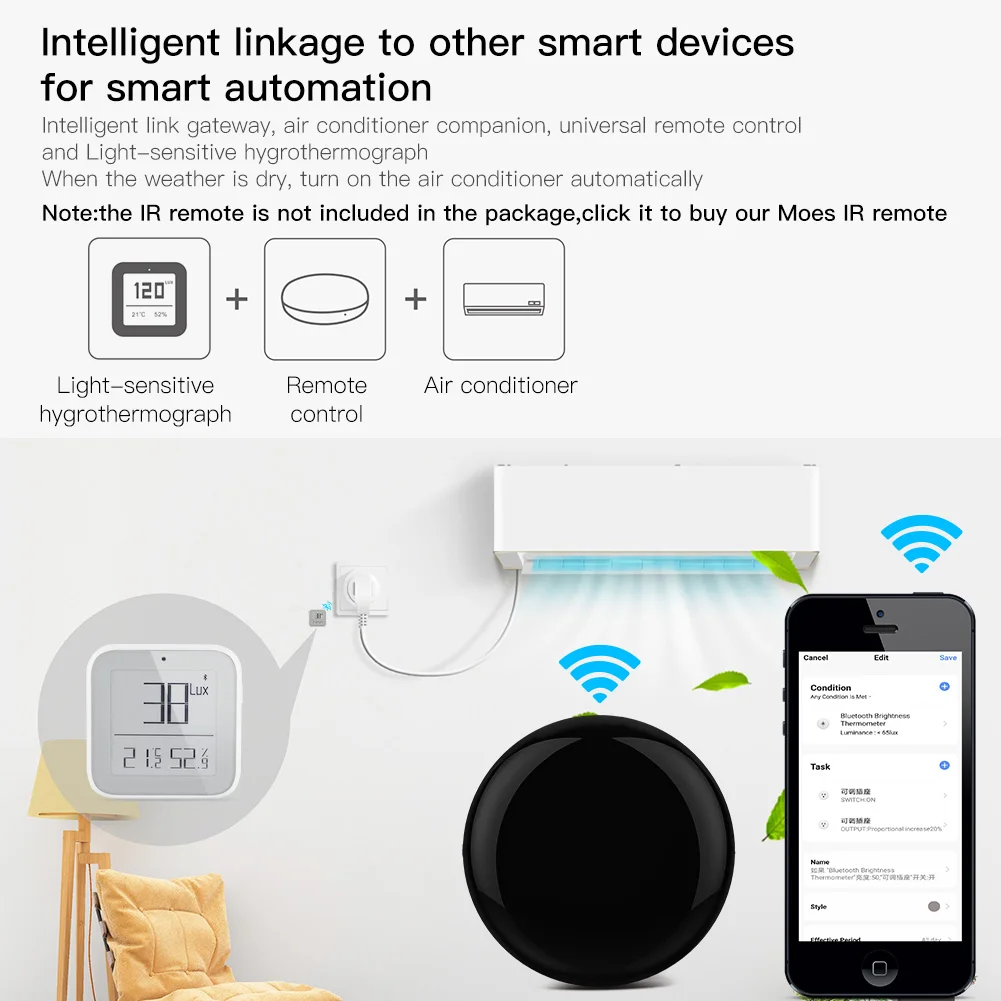 Moes Smart Bluetooth, ZigBee Mesh Svetlost Termometer Senzor Svetlobe, Temperature In Vlažnosti Detektorji Tuya Smart App Alexa Nadzor