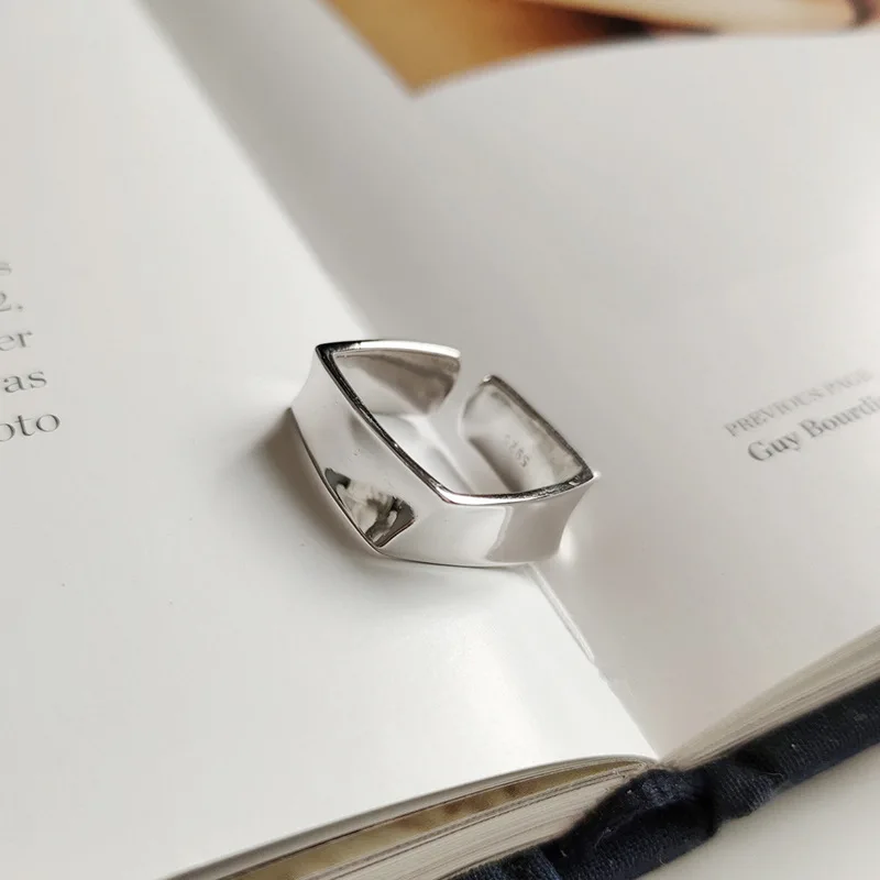 YIZIZAI Moda 925 Sterling Srebro Geometrijske Irregu Prst Obroči za Ženske Kvadratnih Preprost Širina Obroča Stranka Nakit Nastavljiv