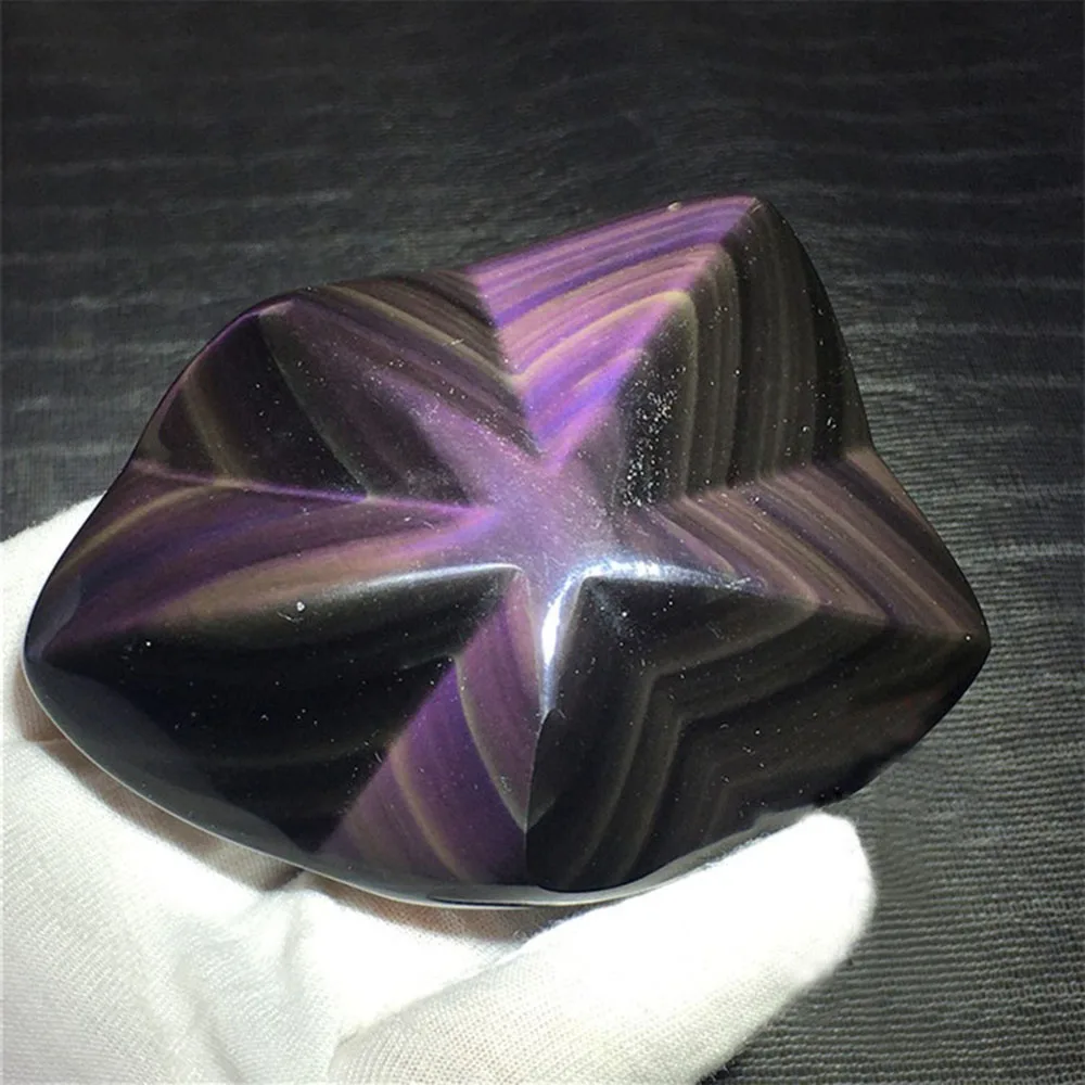 Naravni Mavrični Obsidian Pentagram Mačka Oči Quartz Star Kamni Zdravilnimi Kristali In Minerali Vzorcu Dekor Darilo