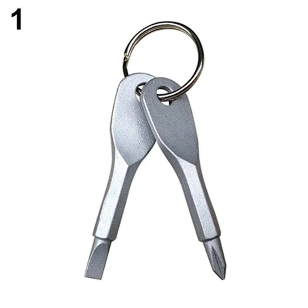 2 Tipke iz Nerjavečega Keychain Izvijač, Nastavite Prostem Multi-funkcijo Žep za Orodje na Prostem