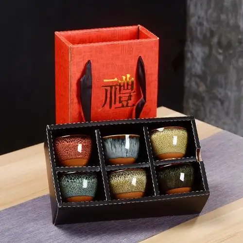 Keramični Čaj Skodelico Porcelana Teacups Teaware Kung Fu Čaj Nastavite Pokal Gospodinjski Peči Spremembe Glaze Lončenine Tea Cup Sklop 6
