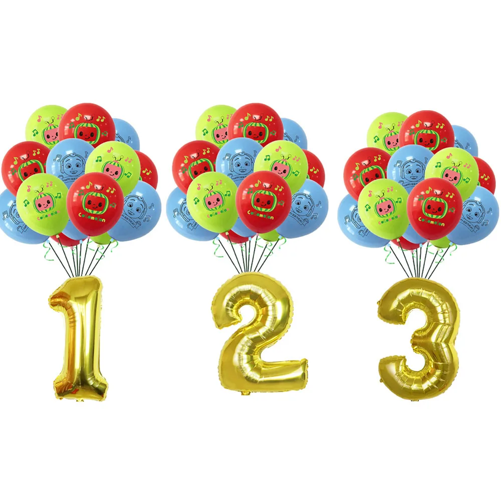 13Pcs Cocomelon Balone z 32 palčni Število Balonov Happy Birthday Stranka Dekor TV Show, Igrače Za Otroke Baby Tuš Odlikovanja