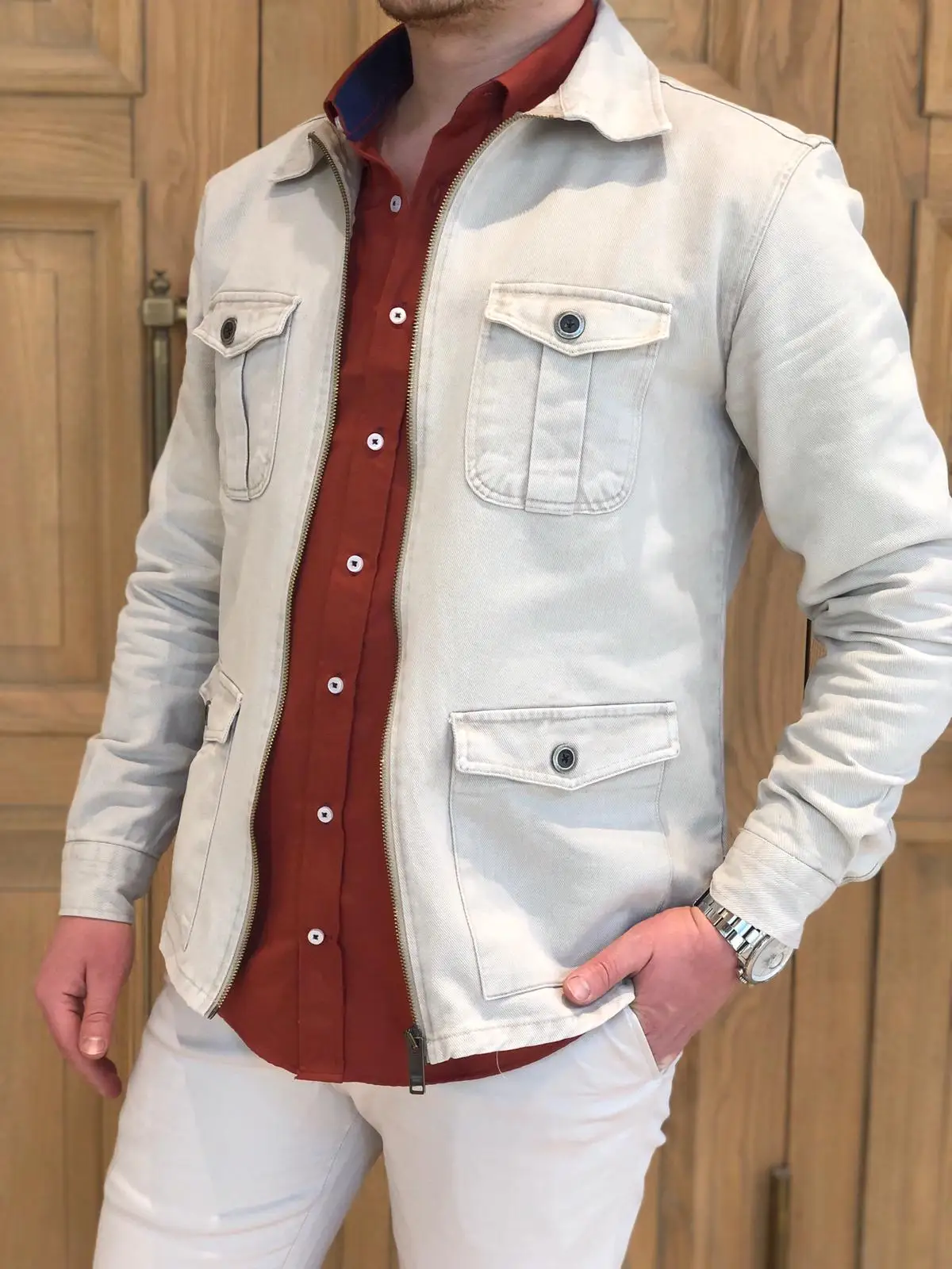 2021 pomlad poletje nova krema barva slimfit kakovosti casual men ' jeansa jean jeans jakno za moške jakna moški pomlad