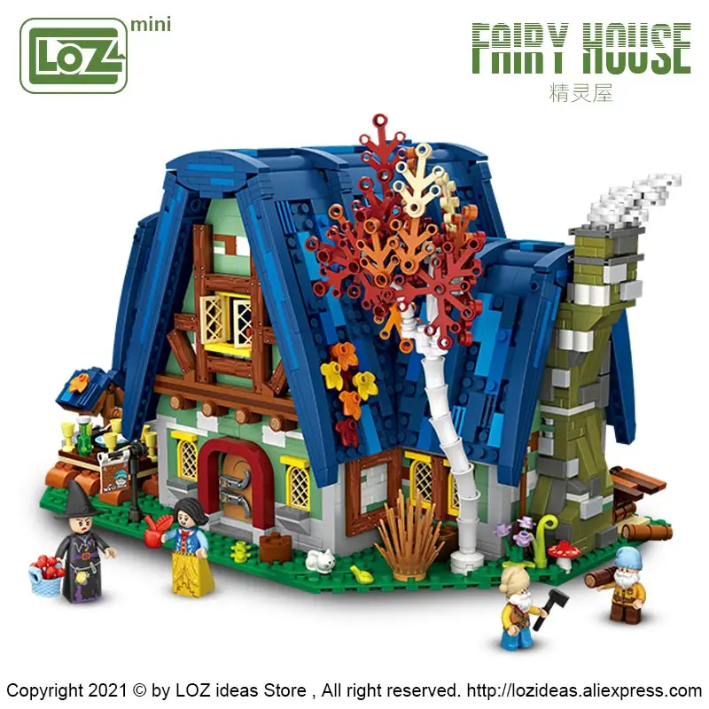 LOŠKI Mini Blok Mini Street elf hiši model majhni delci sestavljeni igrače puzzle odrasli težko obsežnih urok Vila, Hiša