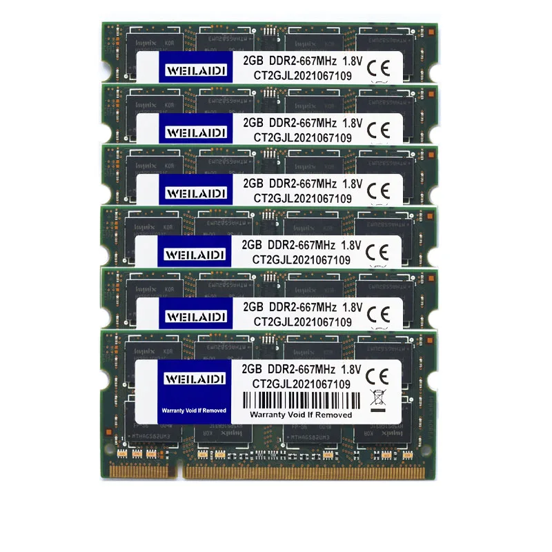Weilaidi 10pcs veliko 2GB PC2-6400S DDR2 800MHz 200pin za 1,8 V pomnilniku so-DIMM, se Uporabljajo Trgovina Laptop RAM Pomnilnika