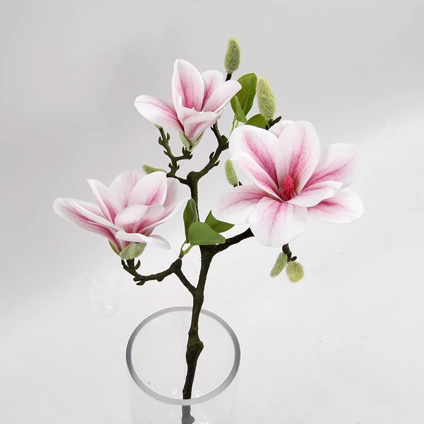 3Heads Odprite Magnolija cvet veje umetno cvetje za belo poročno dekoracijo prostora namizni dekor flores artificiales