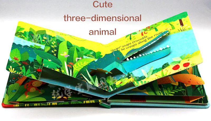 POP UP Džungle angleški Izobraževalne 3D Zavihek slikanic Enchanted Forest Otroci, Otroci Branje Knjige
