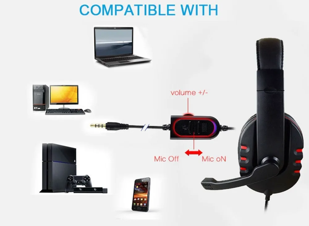 3,5 mm Žične Slušalke Gaming Slušalke Igralec Igra Slušalke z Mikrofon Nadzor Glasnosti za PC PS4 Xbox En Mobilni