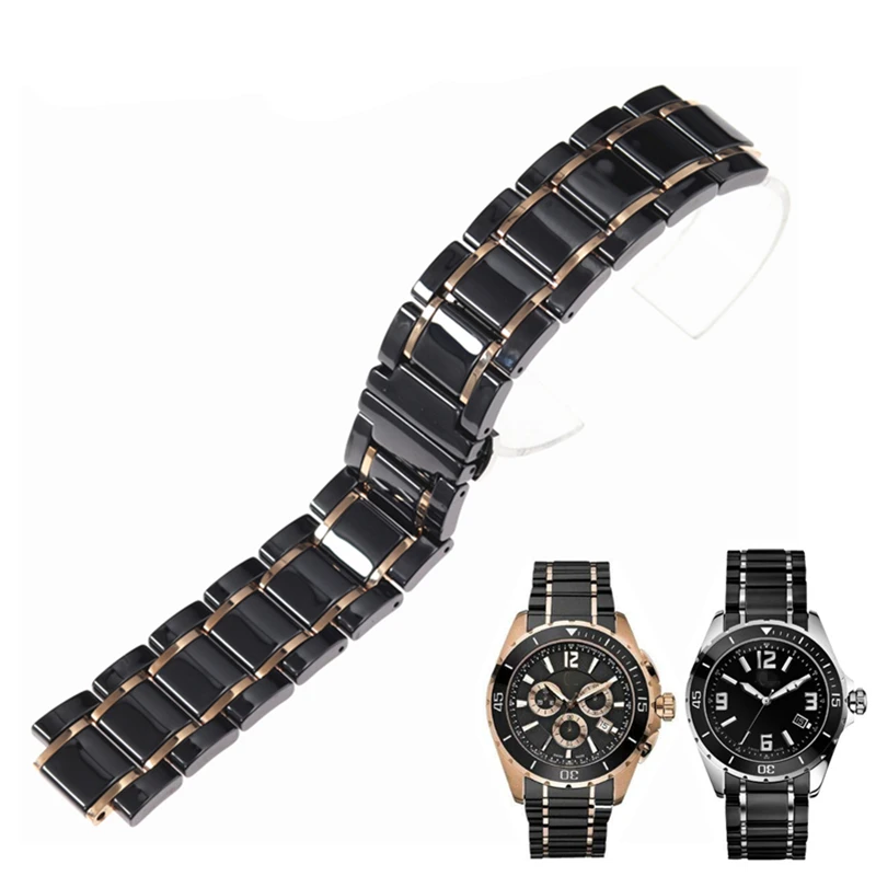Luksuzni keramični traku 24 mm za UGANITI GC keramični watch zapestnica zapestnica črna bela svetloba plus iz nerjavečega jekla keramični watch band