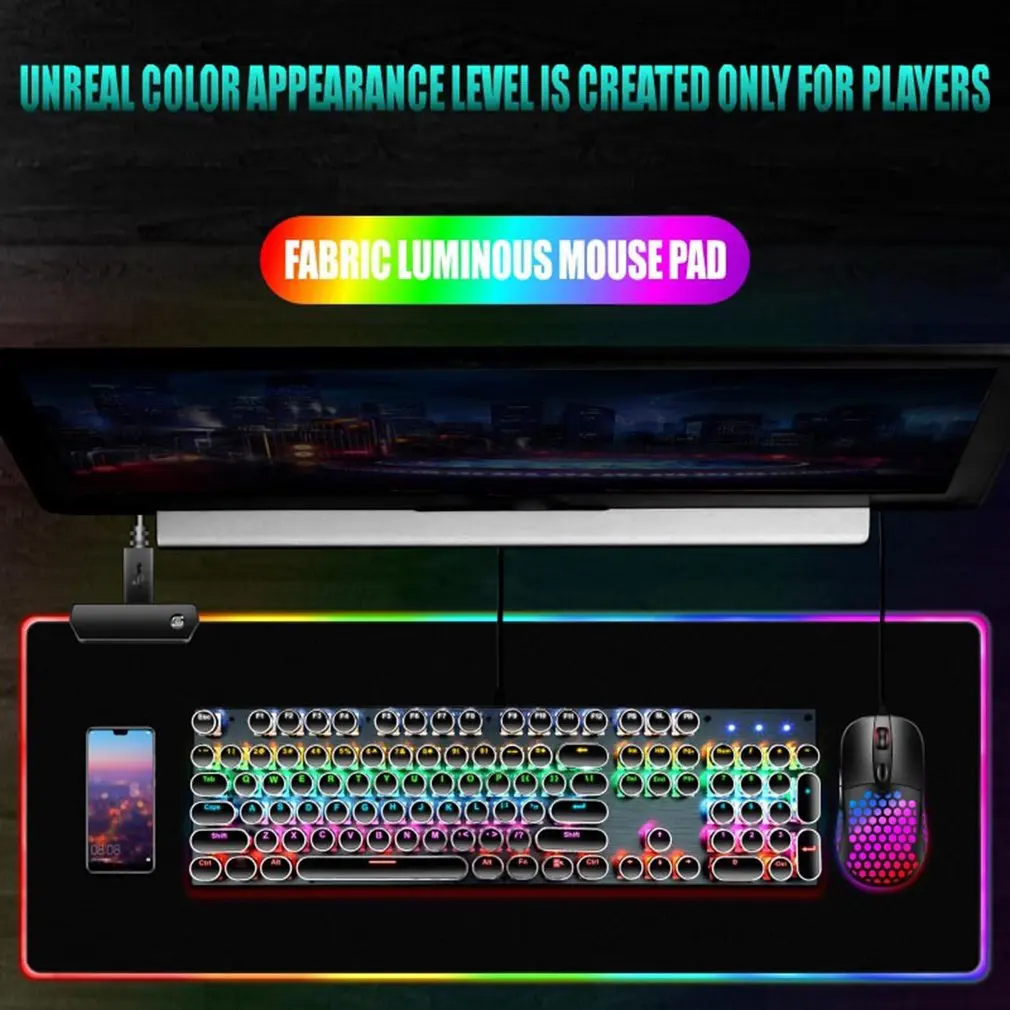 Gaming Miška Ploščica Računalnika Mousepad RGB Velike Mouse Pad Miško Preprogo PC Mizo Igrajo Mat Z Osvetljen Osvetlitev Tipke