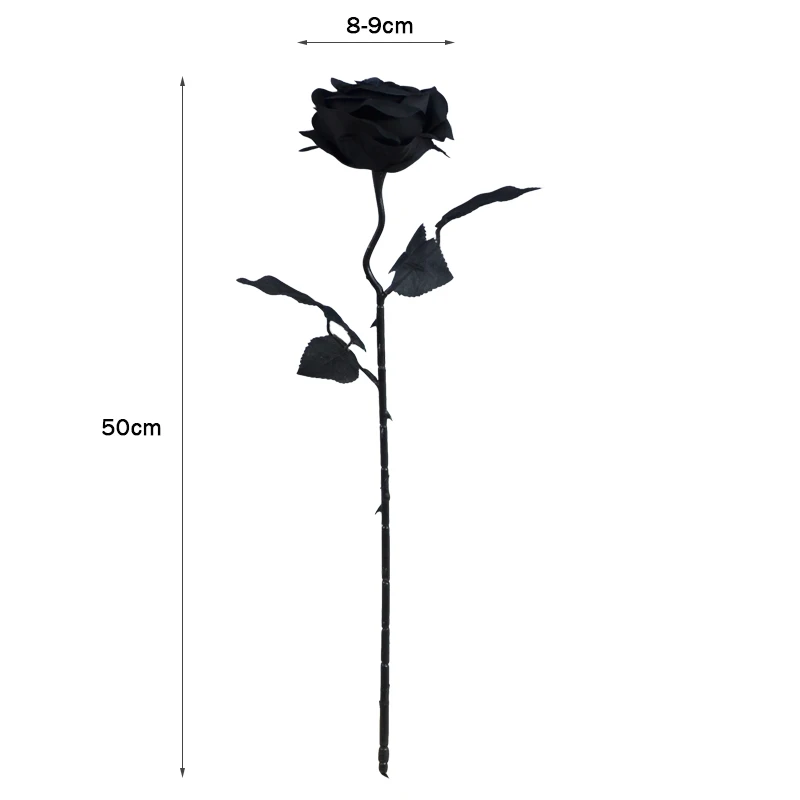 1 pc 50 cm Black Rose Umetne Rože ena Podružnica Cvet Doma Dekor noč Čarovnic, Božič Doma Stranka Simulacije Svile Cvetja