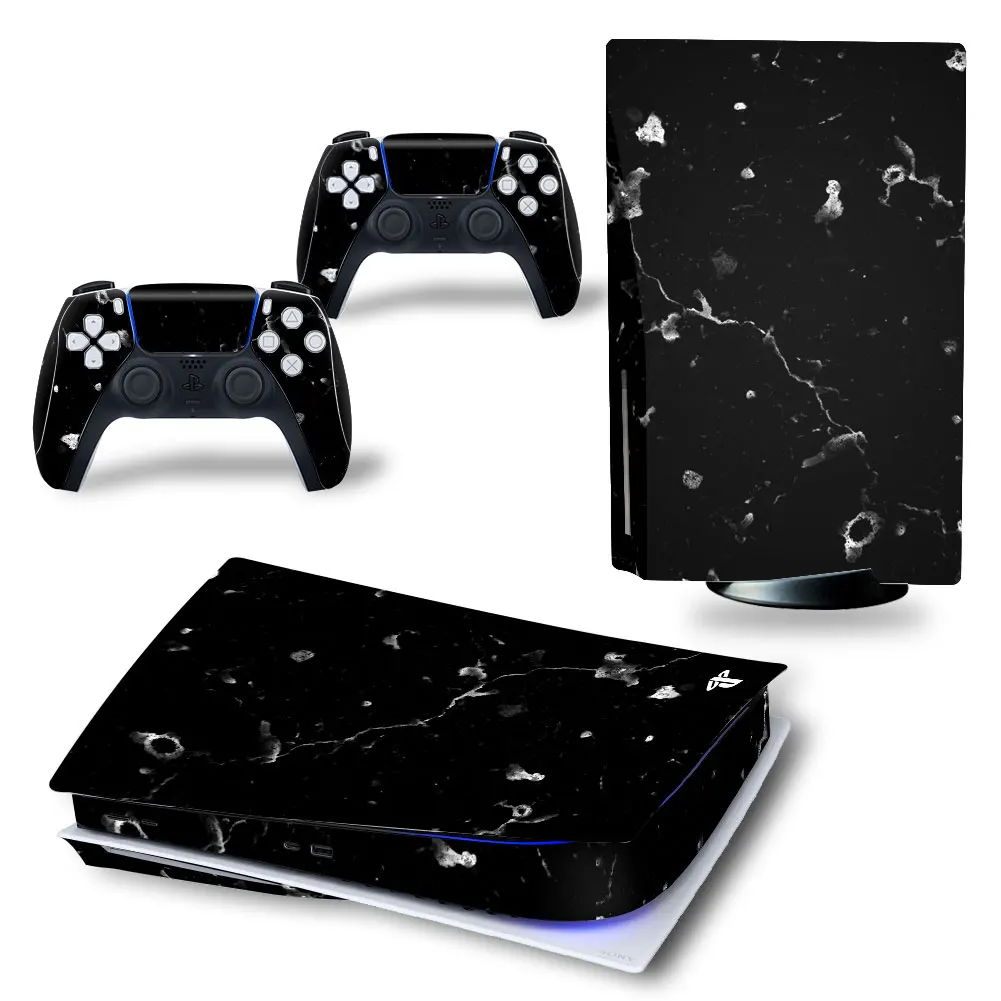 Novo Črno PS5 Disk Edition Kože Nalepke Nalepke Kritje za PlayStation 5 Konzolo in 2 Krmilniki PS5 disk Kože Nalepka