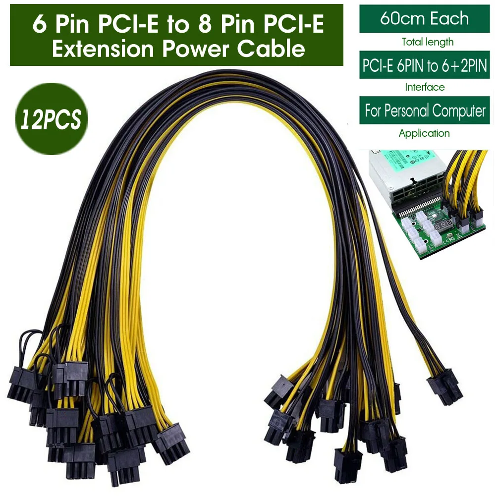 1Pcs 6 Pin PCI-e 8 Pin(6+2) PCI-e Power Kabel 60cm za Grafične Kartice GPU