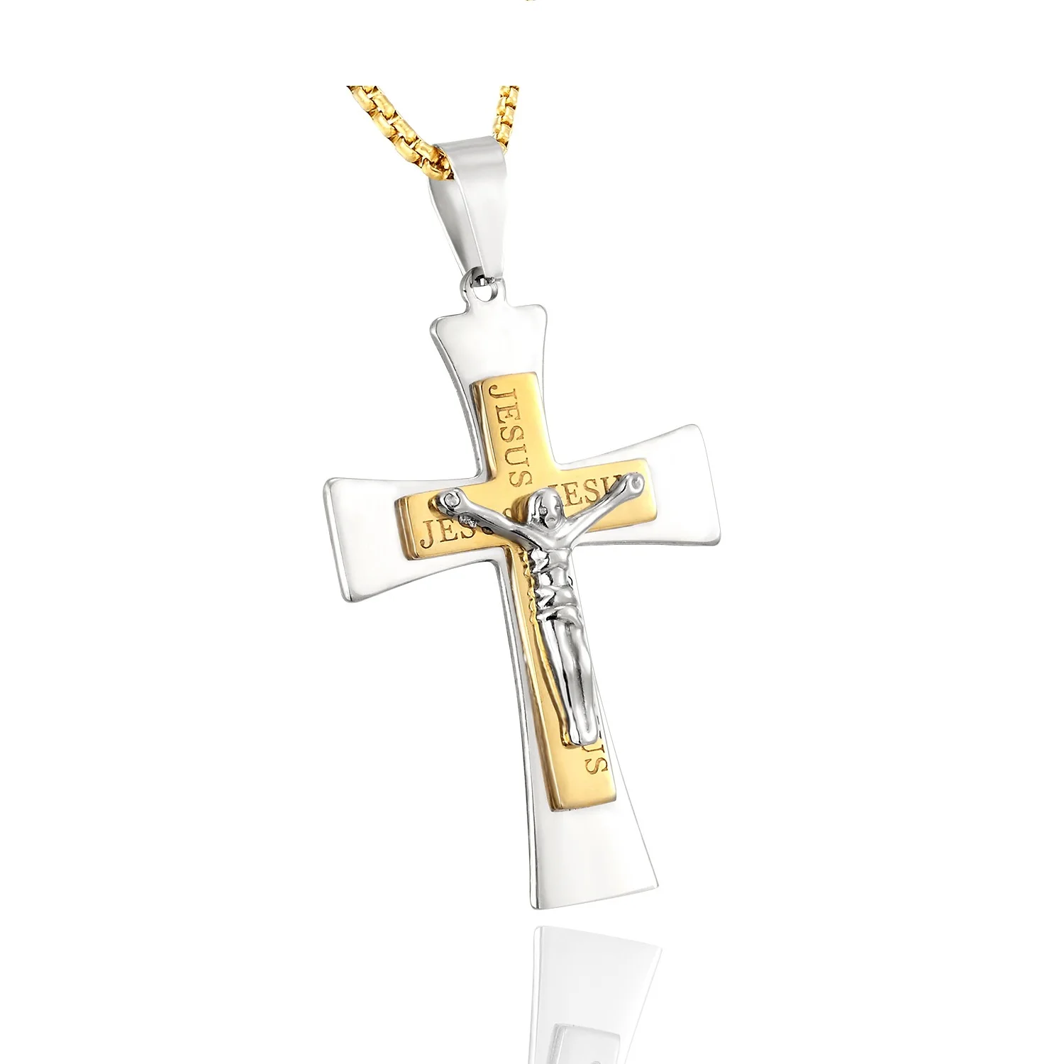 Titana Jekla Jezus Krščanski Križ Ogrlico, Osebnost Trendy Moški Iz Nerjavečega Jekla Obesek Za Dodatno Opremo