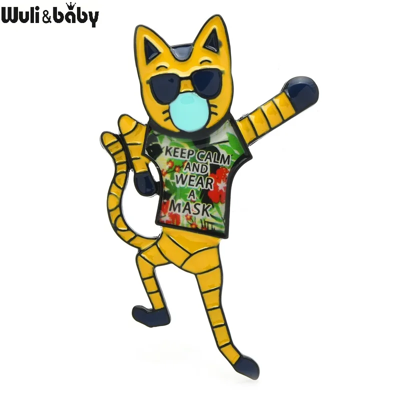 Wuli&baby Emajl Super Cat Broške Ženske Moški 5-barvni Lep Nositi Očala Mačka Stranka Priložnostne Broška Zatiči Darila