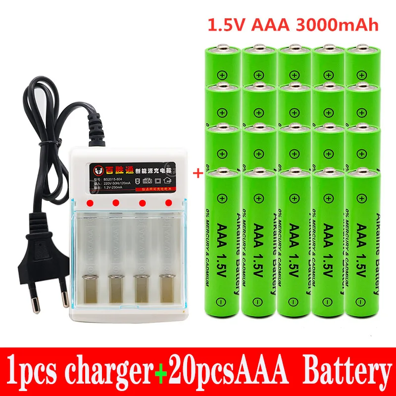 Veliko AAA Baterijo 3000mAh 1,5 V Alkalni bateriji AAA polnilne baterije za Daljinski upravljalnik Igrača svetlobe Batery+ polnilec