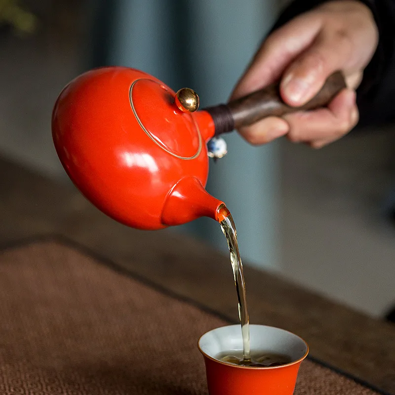Kitajski keramike Stranski Ročaj čajniki ročno izdelan iz porcelana čaj nastavite Gospodinjski grelnik vode Kravato Guanyin oolong teaware dobave 210ml