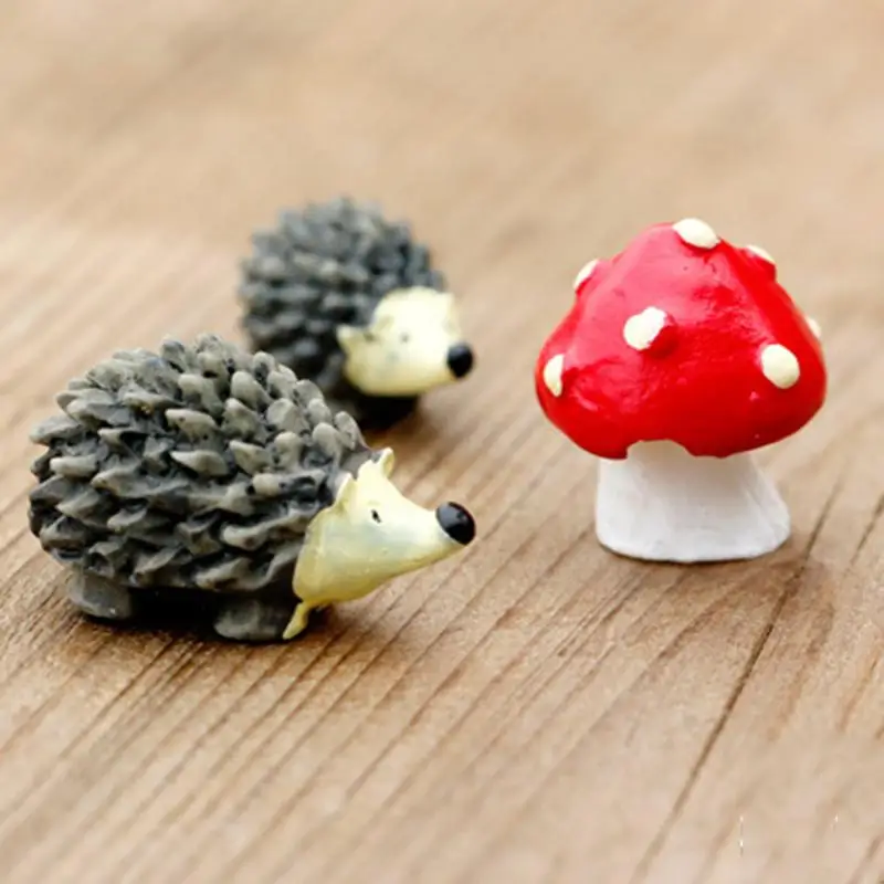 3Pcs/niz Umetnih mini jež gob smolo obrti miniature pravljice vrt moss terarija obrti okraski za dom