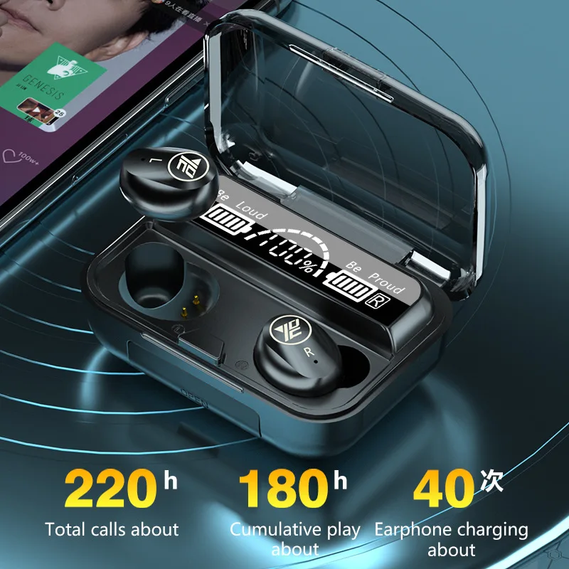 TWS Bluetooth 5.0 Slušalke 2000mAh Polnjenje Box Brezžične Slušalke 9D Surround Subwoofer Vodotesne Slušalke Slušalka
