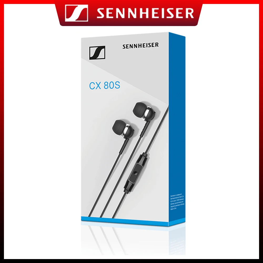 Sennheiser CX80S 3,5 mm Žične Stereo Slušalke Izolacijo Hrupa Šport Čepkov HIFI Bas Slušalke za iPhone/Samsung