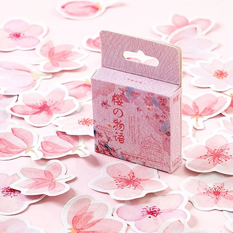 45Pcs Japonska Sakura Češnje Cvetovi Načrtovalec Cvet Nalepke Dnevnik Papir Dekoracijo Kawaii Nalepke Mirovanju Scrapbooking List