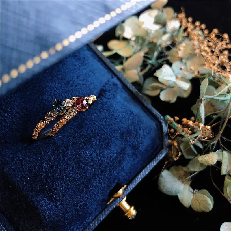 Oblikovalec prvotni naravni granat odpiranje nastavljiv prstan Kitajski retro slogu elegantno svetlobno razkošje čar ženske zlatar