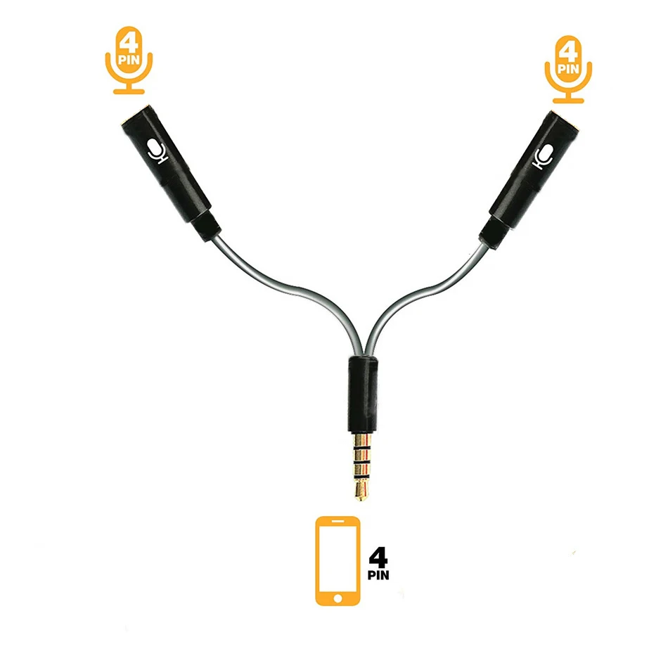 3,5 mm Priključek za Slušalke Splitter Adapter 2 Mikrofona v 1 Kablom, 4-Pole Moški Dvojni Ženski Slušalke, Mikrofon