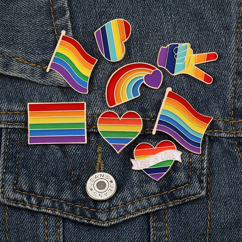 Rinhoo LGBT Zastavo Design Mavrica Ustvarjalno Srce Yeh Prst Pin Broška Kovinski Zatiči Značko ljubezen Je Ljubezen, Geji, Lezbijke, Ponos broške