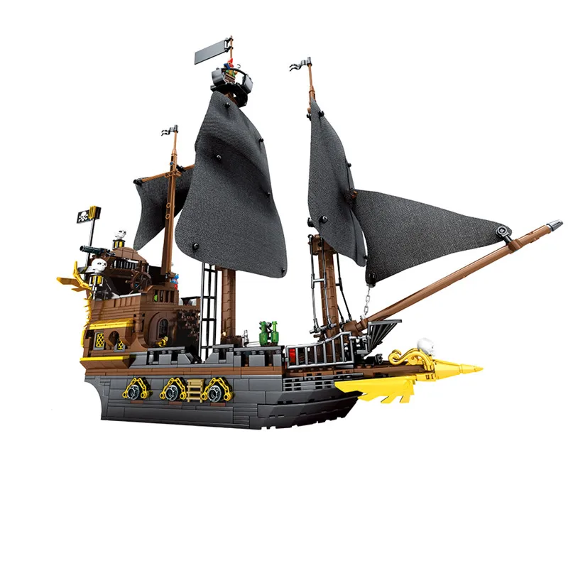 Caribbean Pirates Mol Otok Čoln Model gradniki DIY Mesto Black Pearl Ladje zakladnico Opeke Igrače Za Otroke