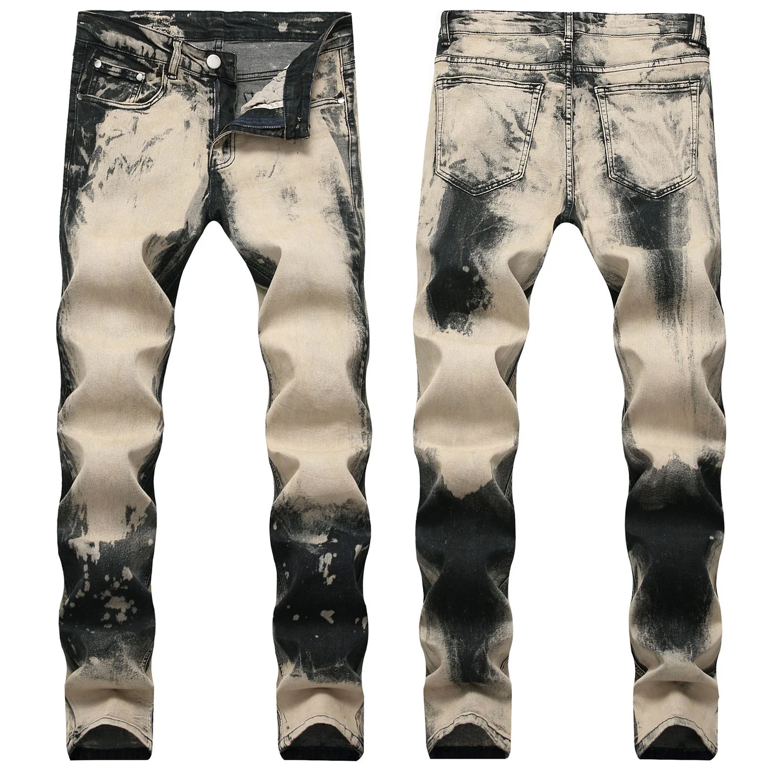 Moške hujšanje naravnost retro kavbojke street fashion hlače priložnostno težko oprati elastična denim jeans hlače moški