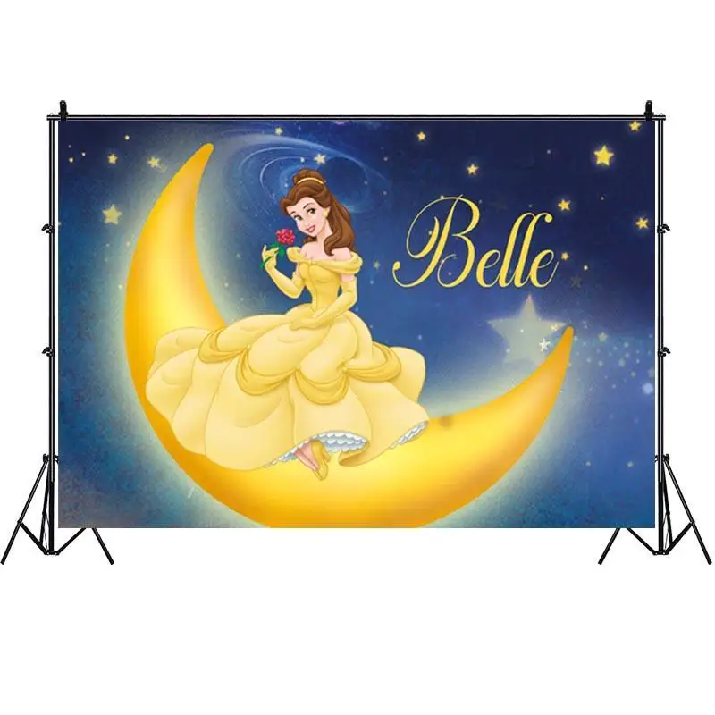 Princesa Belle Foto Ozadje Grad Luna Dekleta Rojstni Dan Baby Tuš Fotografija Ozadje Dekoracijo Banner