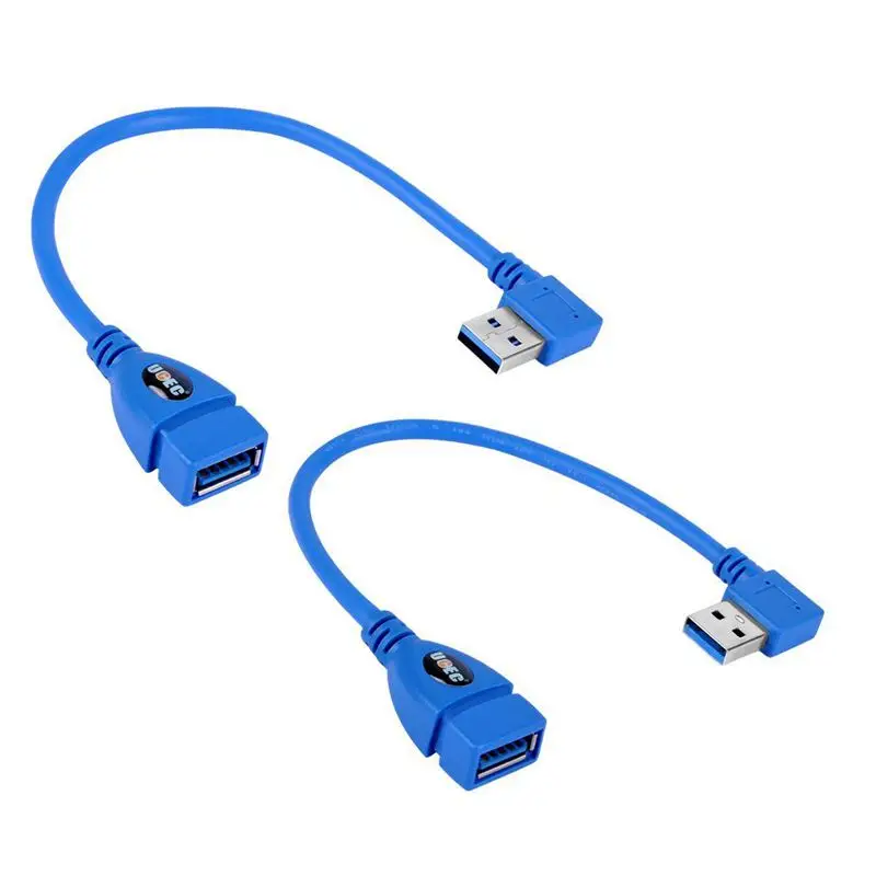 KRATEK SuperSpeed USB 3.0 Moški-Ženski Kabel Podaljšek, 90-Stopinjski Adapter za Povezavo, Levo in Desno Kota - Modra(Paket 2)