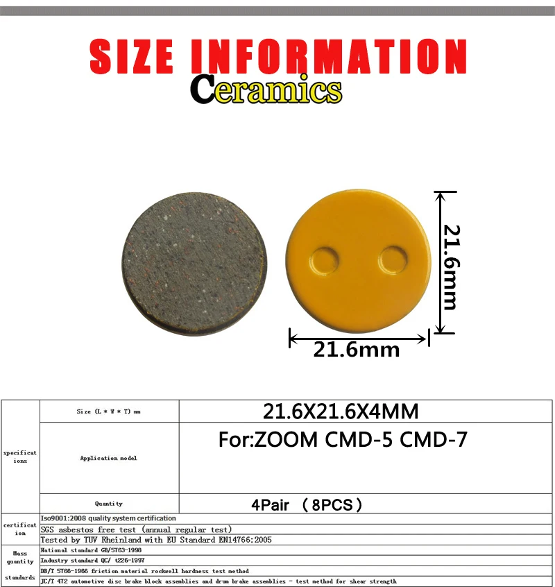4 Par Keramike MTB Kolo Kolo za Disk Zavore Blazine Za POVEČAVO CMD-5 -7 Deli, dodatna Oprema