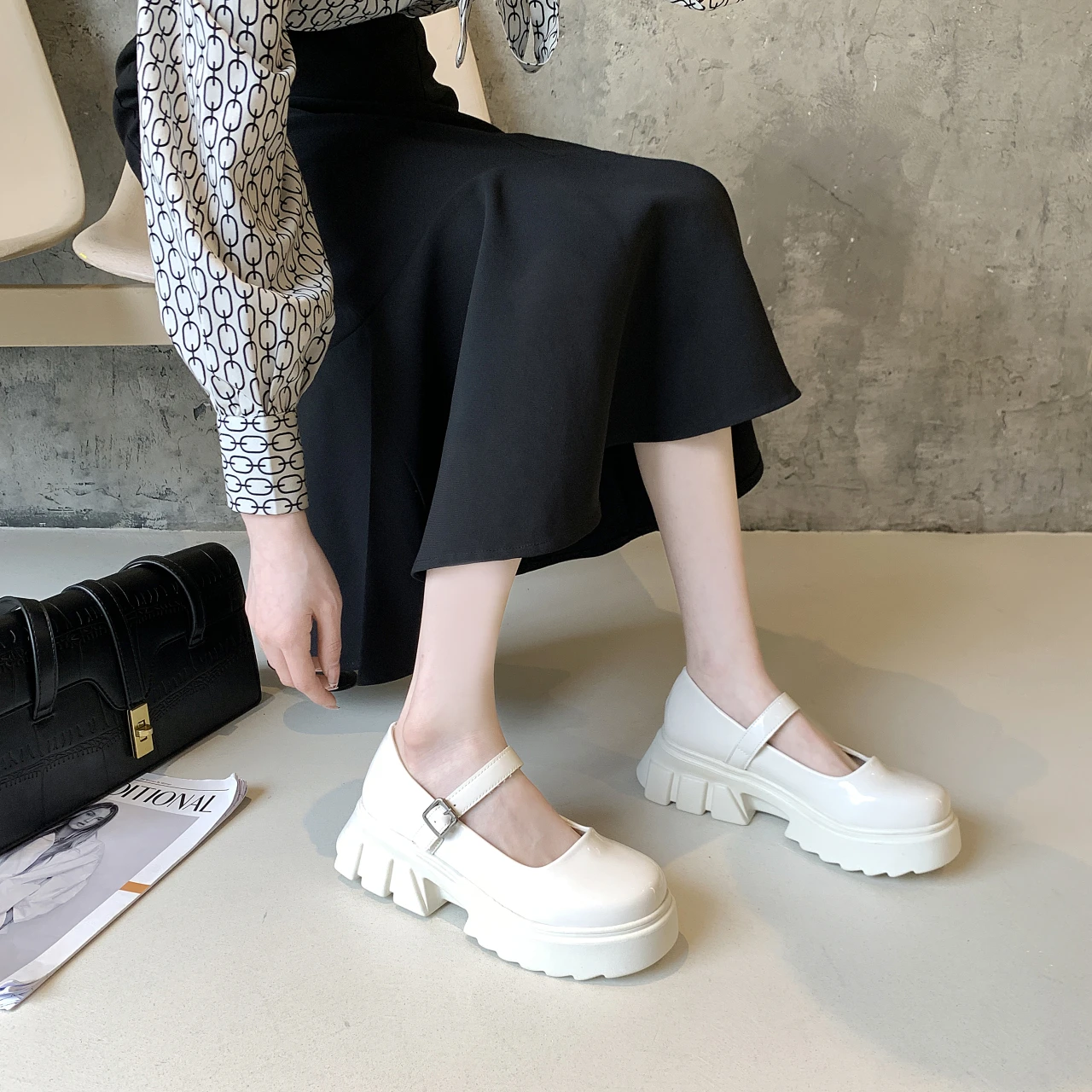 Britanski stil usnjeni čevlji za ženske mehko usnje platformo, eno čevlji ženske 2021 nove jesensko jk čevlji z visoko peto Mary Jane čevlji