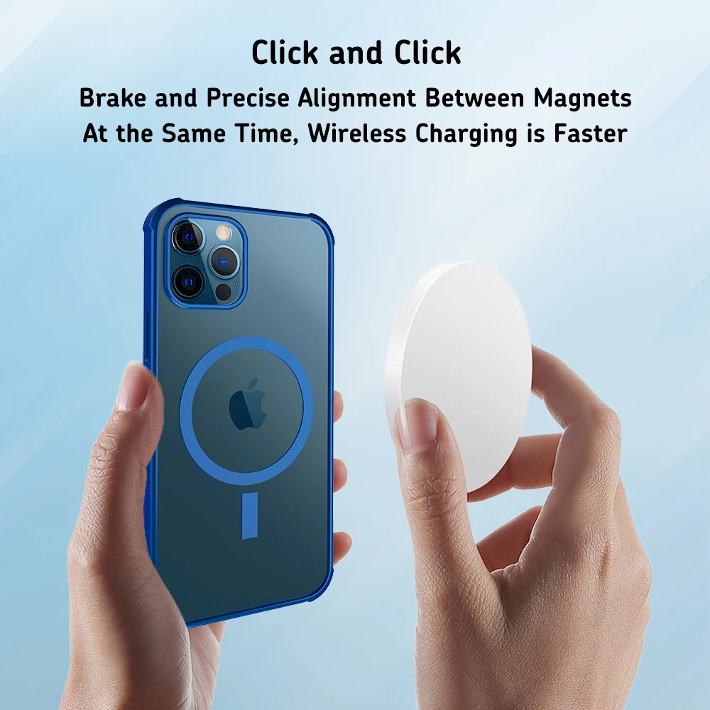 Pregledna Magnetno Ohišje za iPhone 12 Pro Max Magsafing Magnet Jasno, Zadnji Pokrov Podpirajo Brezžično Polnjenje za iPhone mini 12