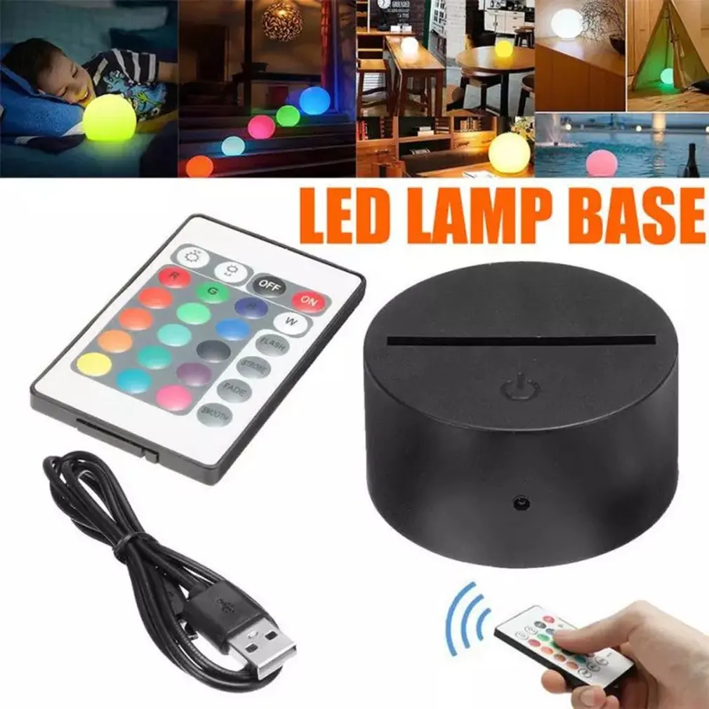ABS Akril 3D LED Nočna Lučka Lučka za Osnovno Stojalo Črne Z napajalnim Adapterjem USB Kabel+Daljinski upravljalnik Za Božično Darilo za rojstni dan