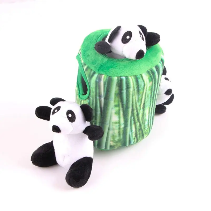 Burrow Interactive Squeaky Hide and Seek Plush Dog Toy Pet Panda Bamboo Cave Toy LXAC